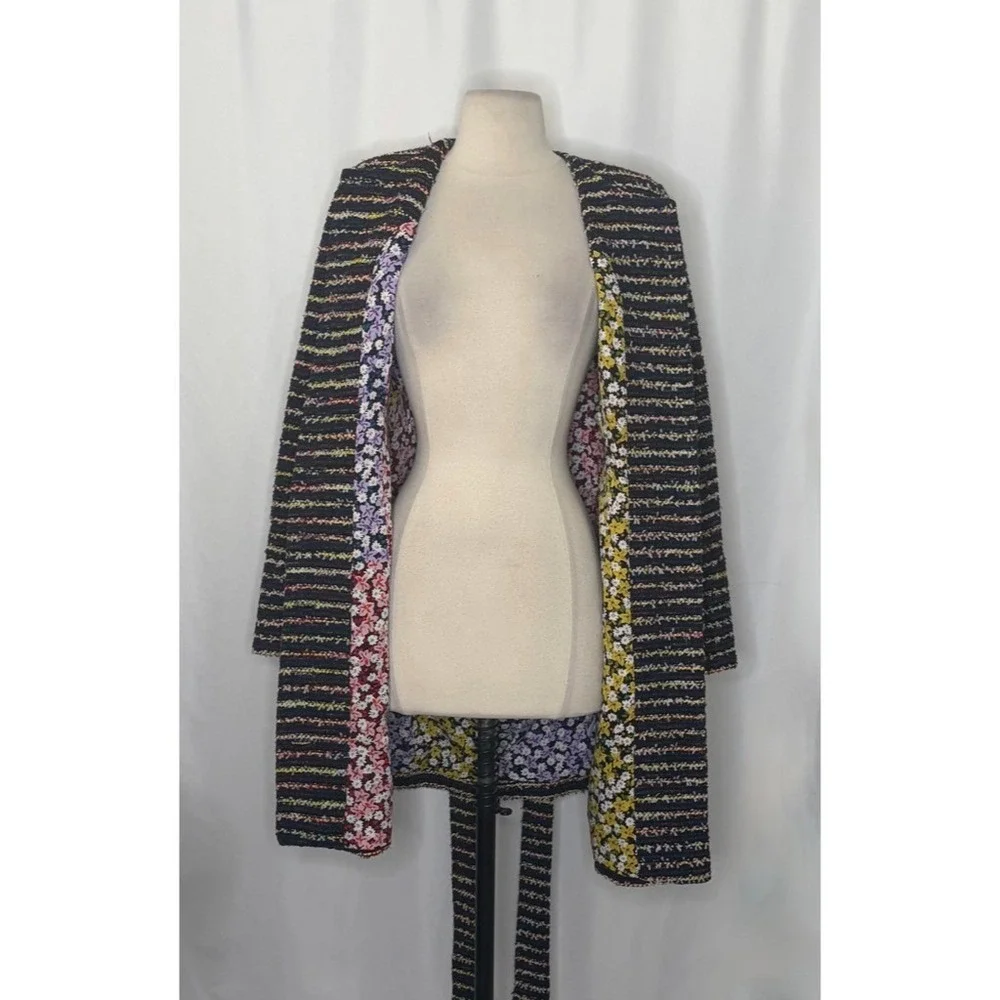 CABI Headline Topper Colorful Tweed Floral Belted Coat Preppy Style 5660 Size 2 - Picture 5 of 16